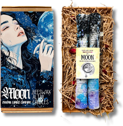 Pair of Moon Dressed Candles